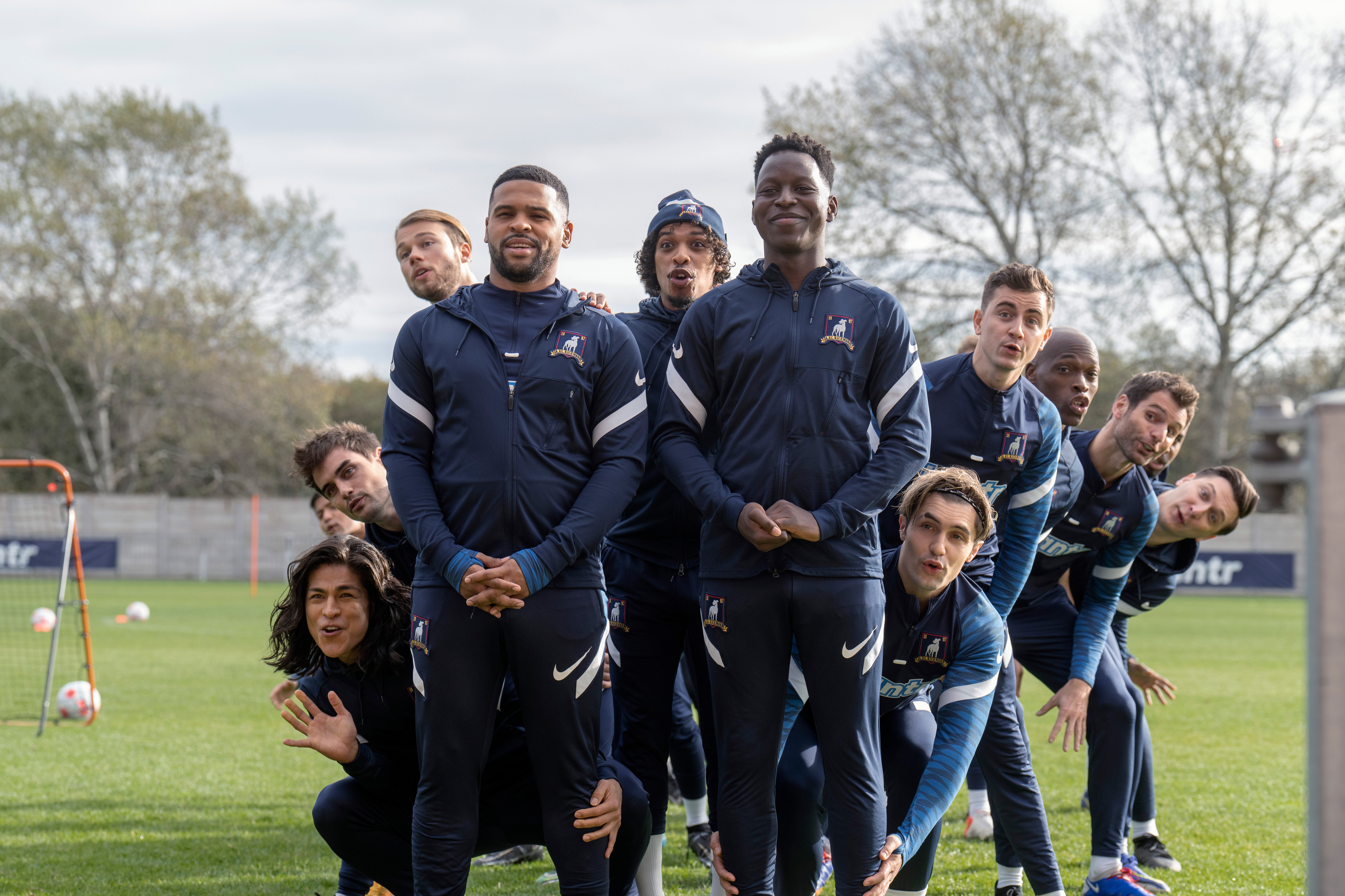 Tooheeb Jimoh (front right) in season three of 'Ted Lasso'