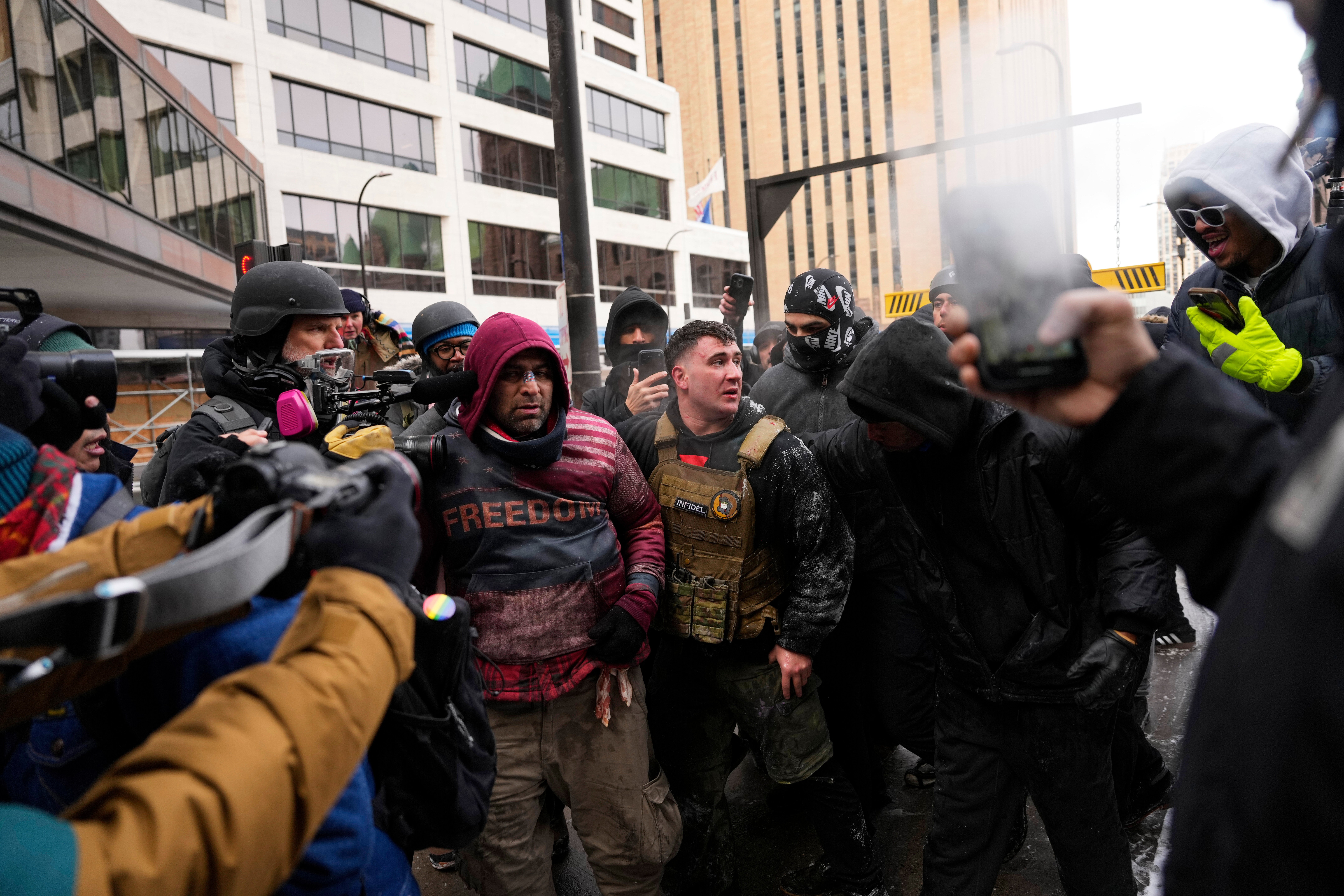 January 6 rioter Jake Lang confronted protesters in Minneapolis on Saturday