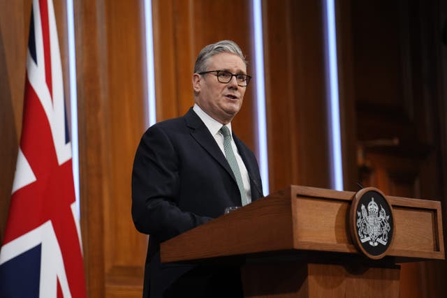 <p>Keir Starmer delivers a statement in the media briefing room of 9 Downing Street</p>