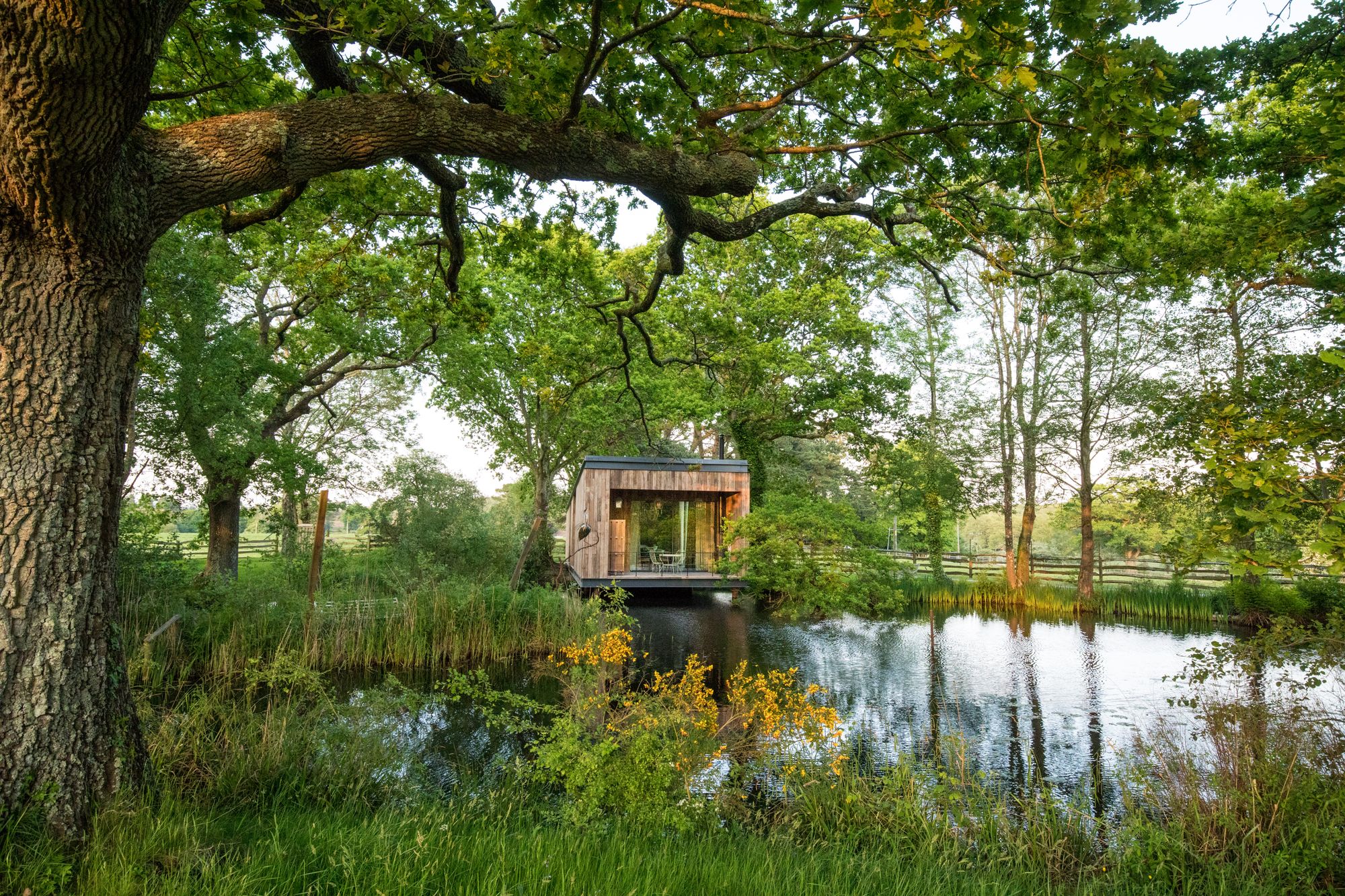 For a private getaway, book the secluded Lake Cabin at Lime Wood