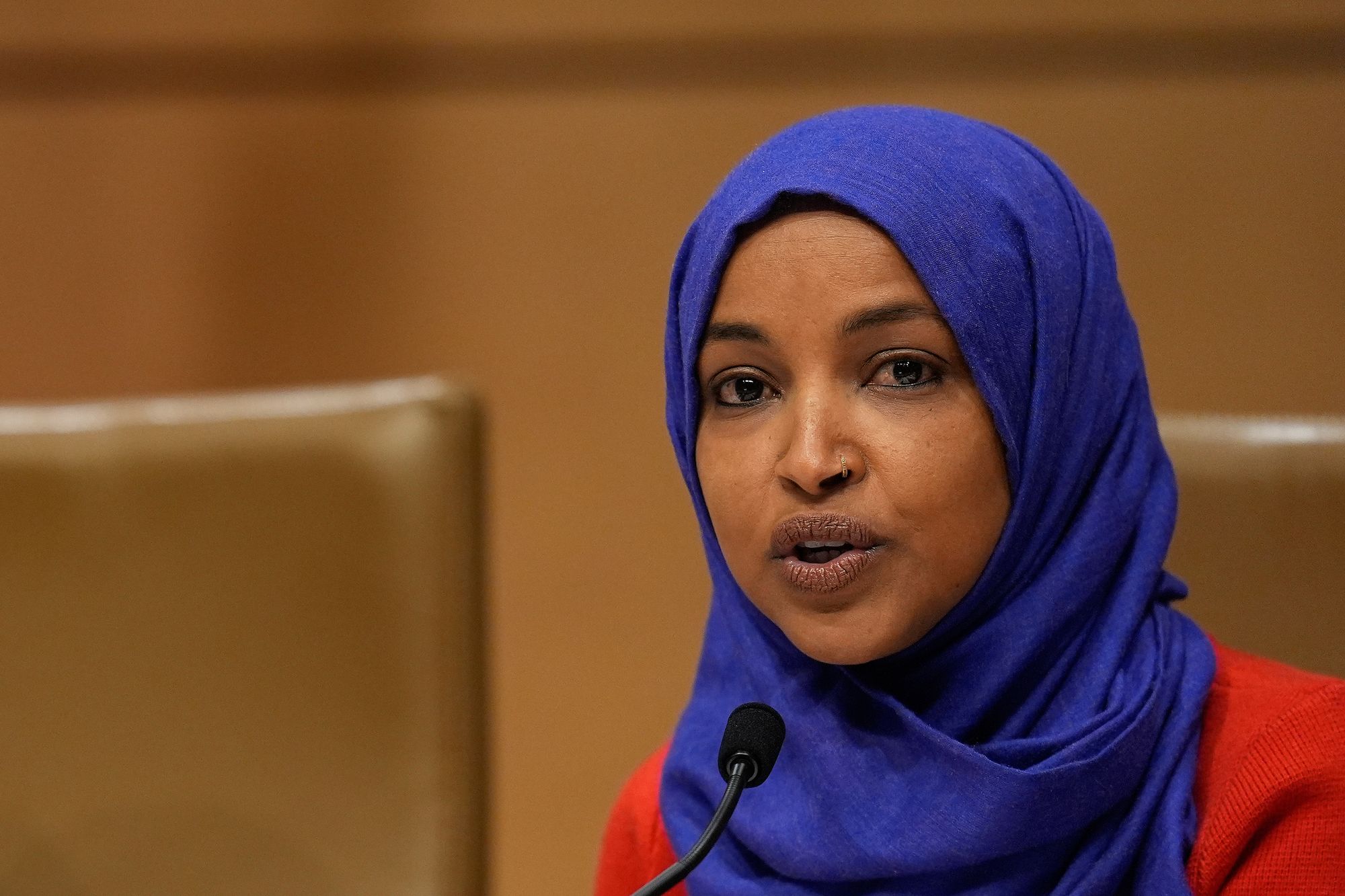 <p>Minnesota Democratic Rep. Ilhan Omar speaks during a field hearing on immigration on January 16, 2026 in St Paul, Minnesota</p>