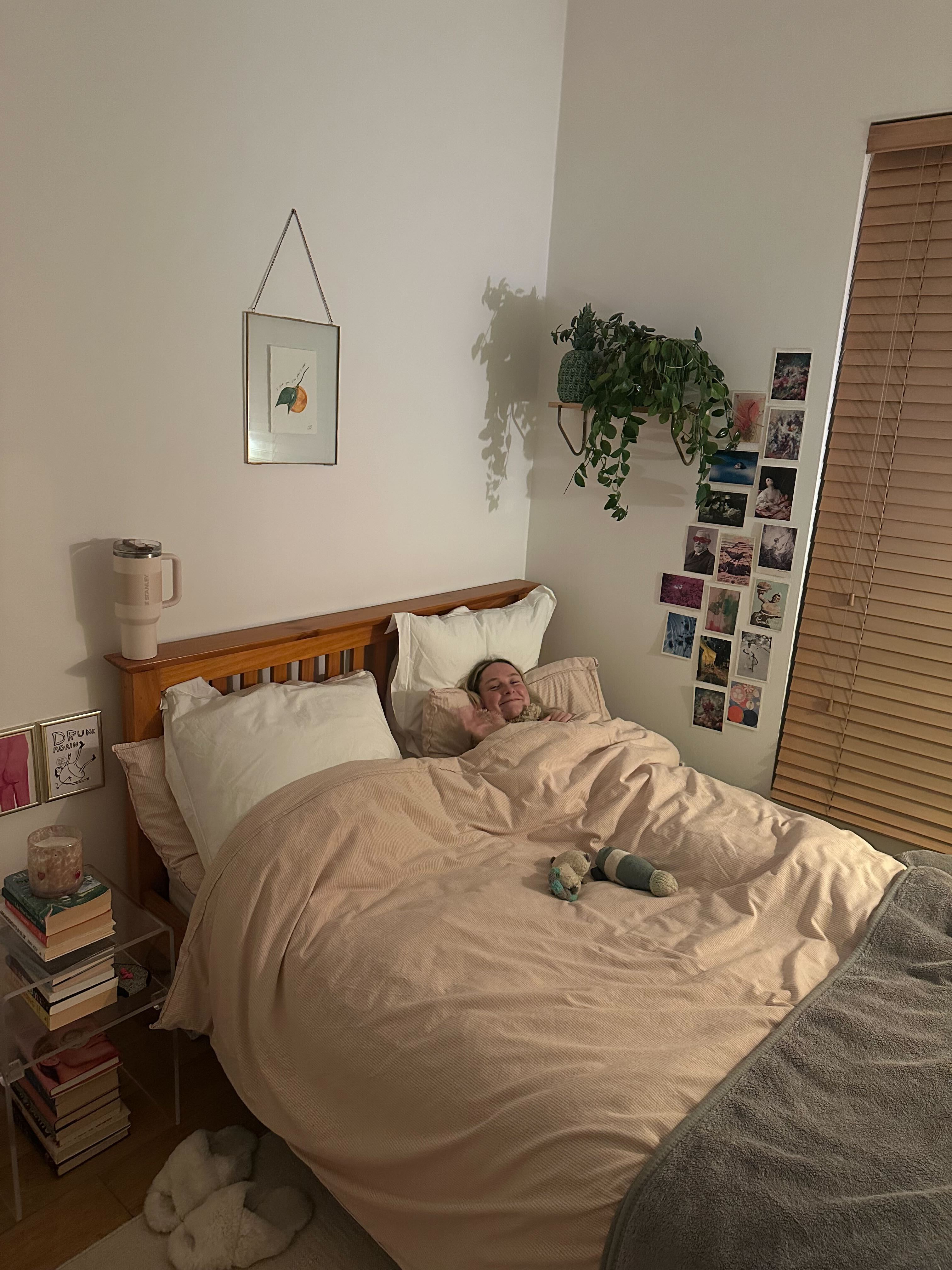 Cosy: Melissa tucked up in bed at Lydia’s house at their latest sleepover