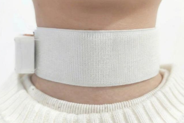 <p>The Revoice collar uses AI to return fluent speech to stroke patients</p>