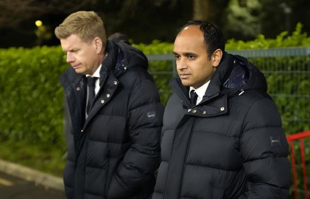 <p>Tottenham sporting director Johan Lange (left) and chief executive Vinai Venkatesham (Andrew Matthews/PA)</p>