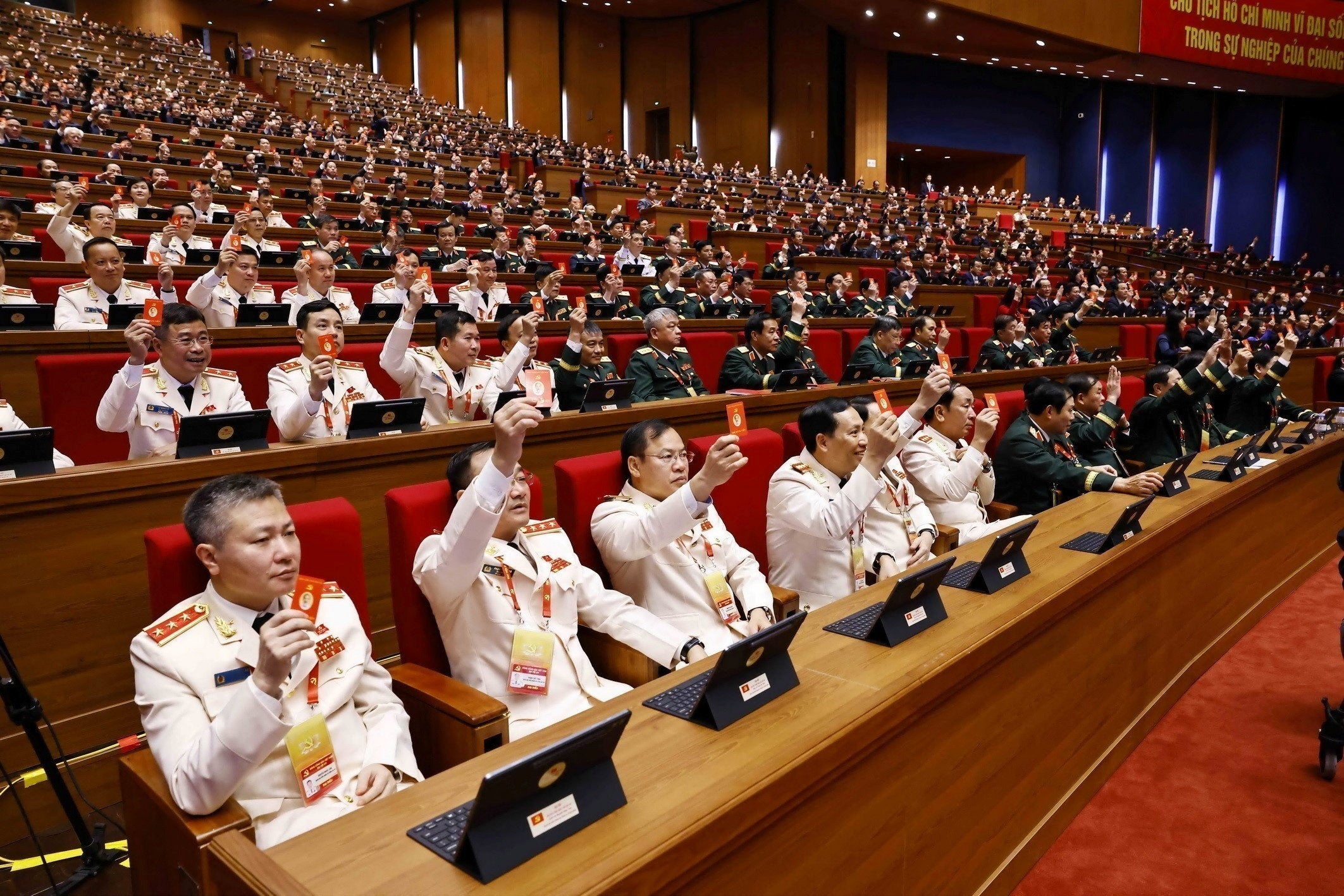 Delegates attend a preparatory session for the 14th National Party Congress in Hanoi, Vietnam.