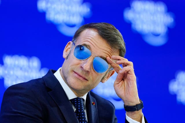 <p>French President Emmanuel Macron is seen during the Annual Meeting of the World Economic Forum in Davos, Switzerland.</p>