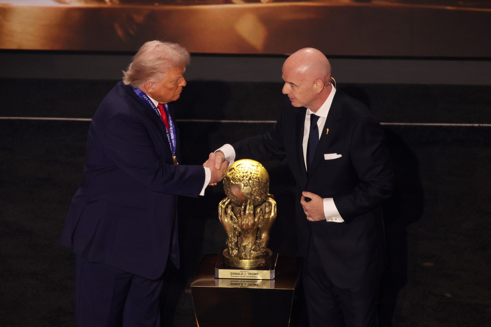 <p>Fifa president Gianni Infantino (right) may need to intercede with US president Donald Trump to avoid a World Cup boycott</p>