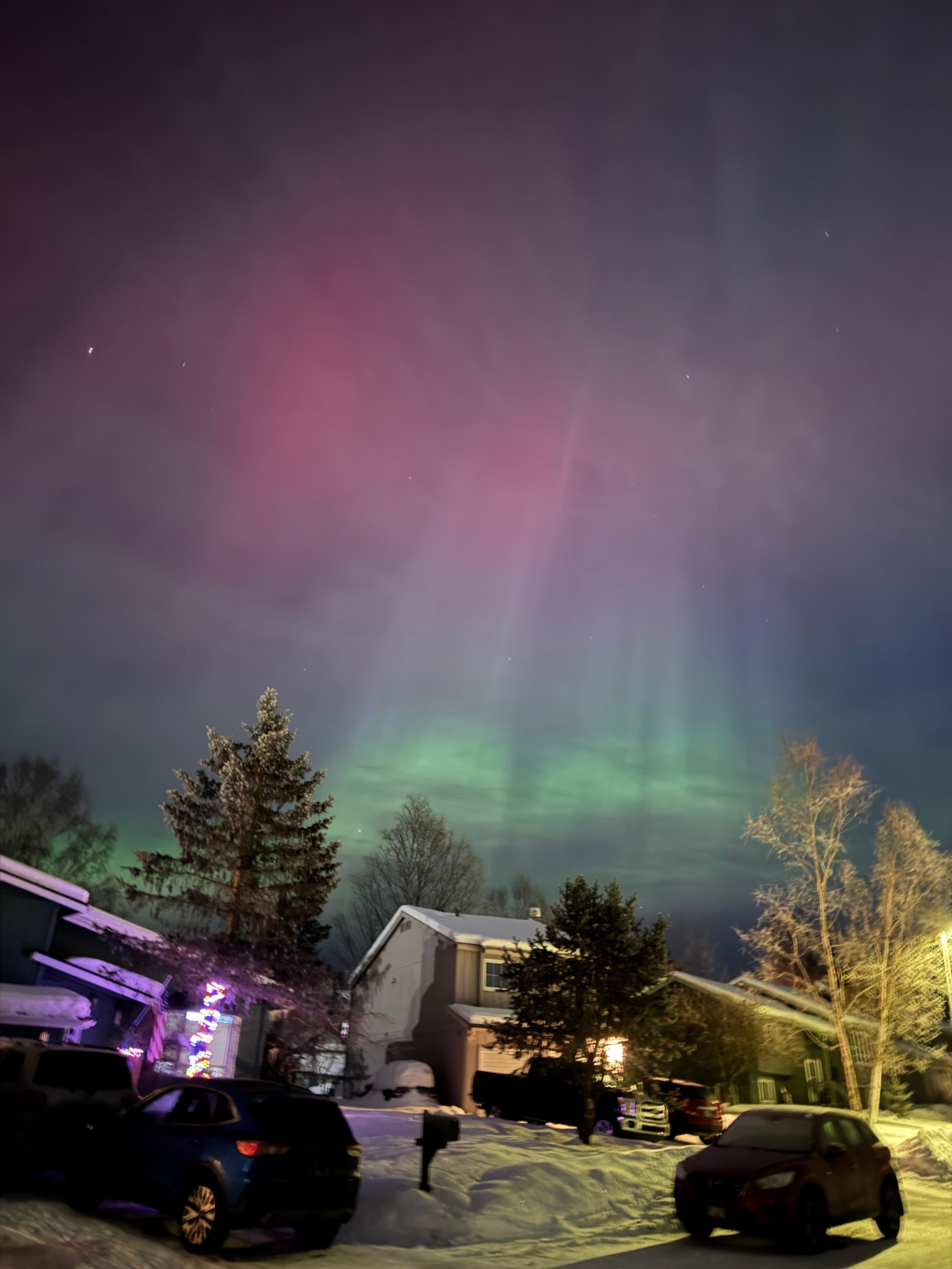 The intense displays came amid intense geomagnetic and solar radiation storms, according to the National Oceanic and Atmospheric Administration’s Space Weather Prediction Center.