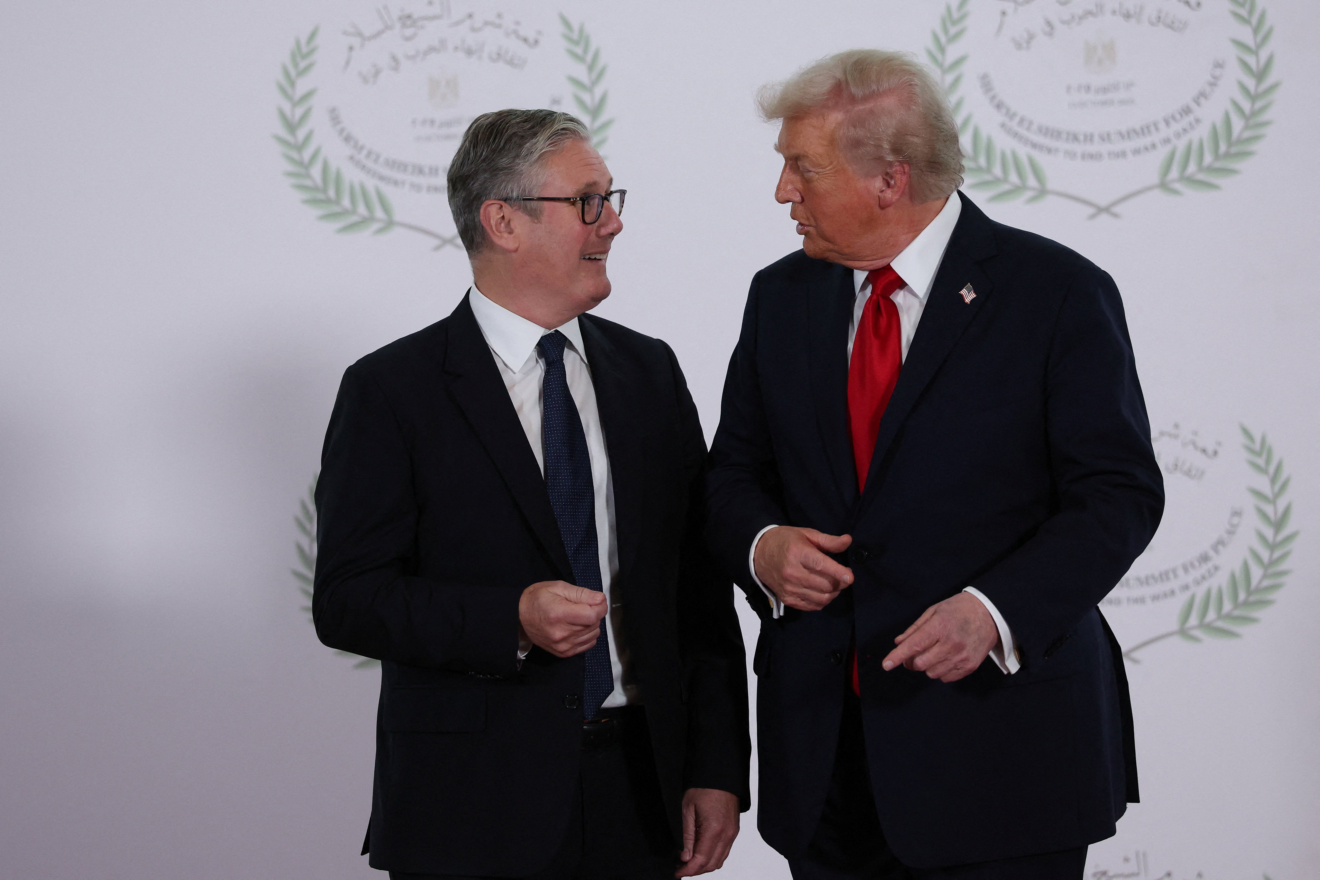 <p>Donald Trump and Sir Keir Starmer at the Sharm El Sheikh peace summit in Egypt in October</p>