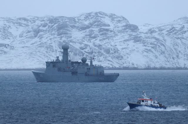 <p>The HDMS Vaedderen frigate of the Danish Navy patrols on January 18, 2026 near Nuuk, Greenland</p>