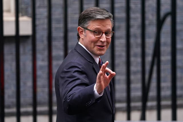 <p>U.S. House Speaker Mike Johnson leaves 10 Downing Street after meeting Britain's Prime Minister Keir Starmer in London, Monday, Jan. 19, 2026</p>