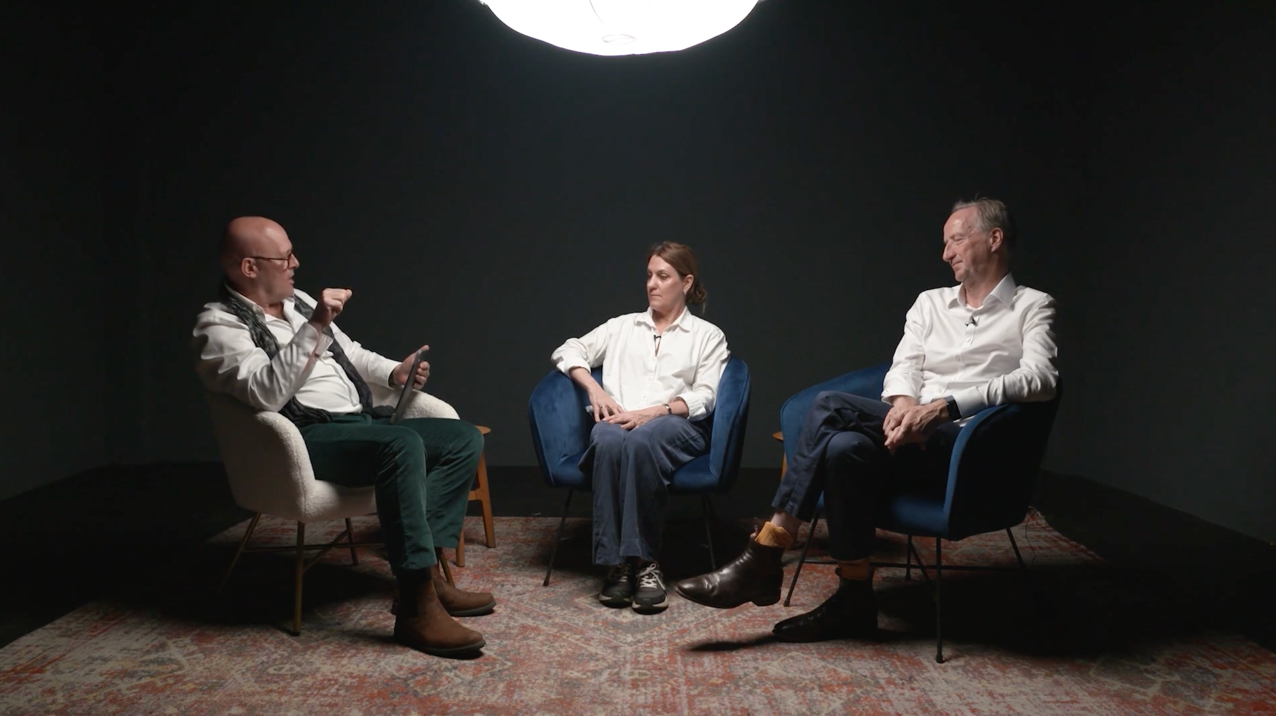 <p>Sam Kiley, the Independent's World Affairs Editor speaking to Dr Rachel Ellehuus, director-general of the Royal United Services Institute, and Sir Alex Younger, former MI6 chief</p>
