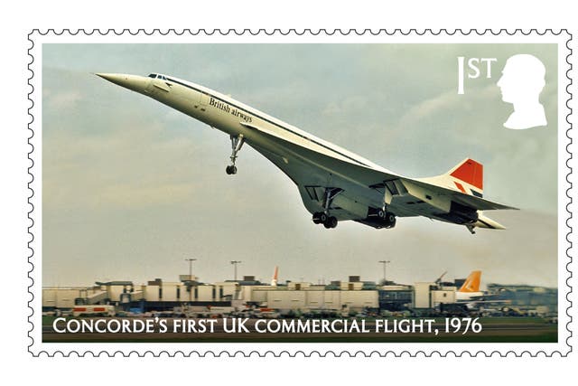 A new set of stamps and co-ordinated nose drop events will mark the 50th anniversary of the first commercial Concorde flights (Royal Mail/PA)