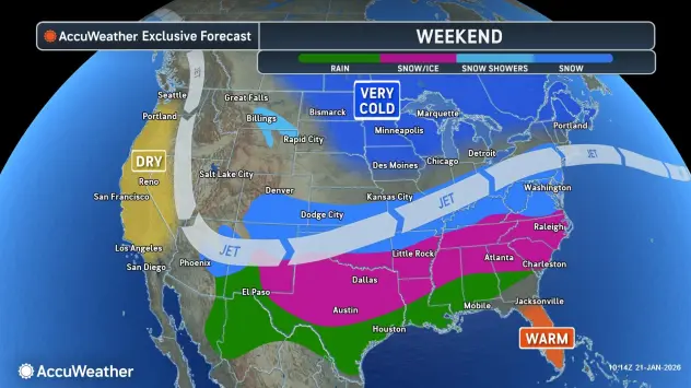AccuWeather forecasts the storm will span from the Great Plains and Rocky Mountains to Texas and Massachusetts
