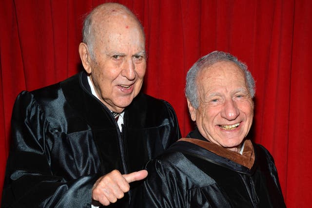 <p>Carl Reiner and Mel Brooks, pictured together in 2012. Reiner died in 2020, five years before the murder of his son Rob Reiner</p>