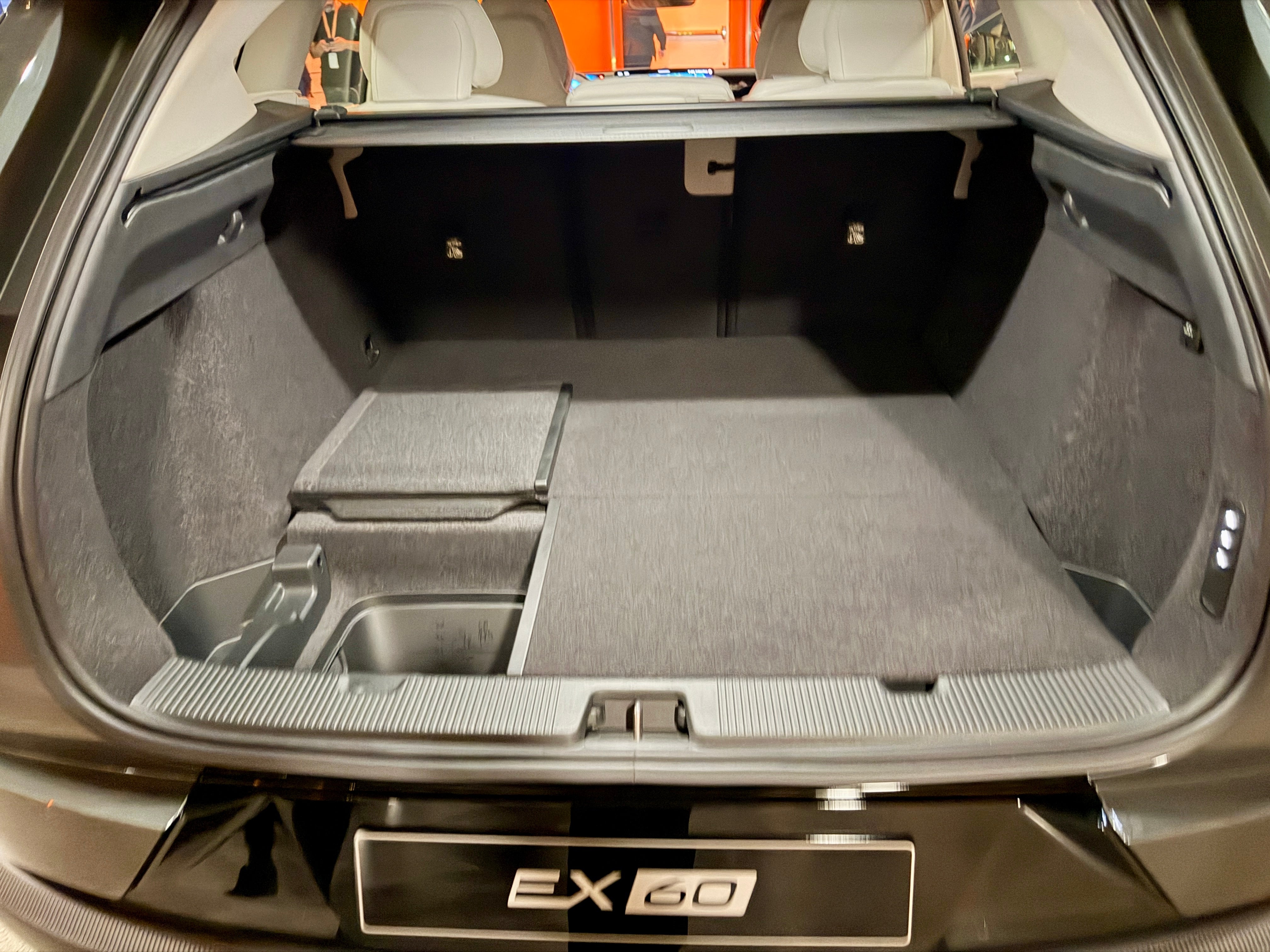 There are the usual clever Volvo storage solutions in the boot and all around the inside of the new EX60