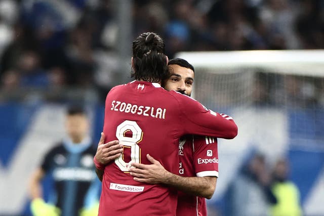 <p>Dominik Szoboszlai impressed more than Mohamed Salah on the Egyptian’s return to the Liverpool starting XI</p>