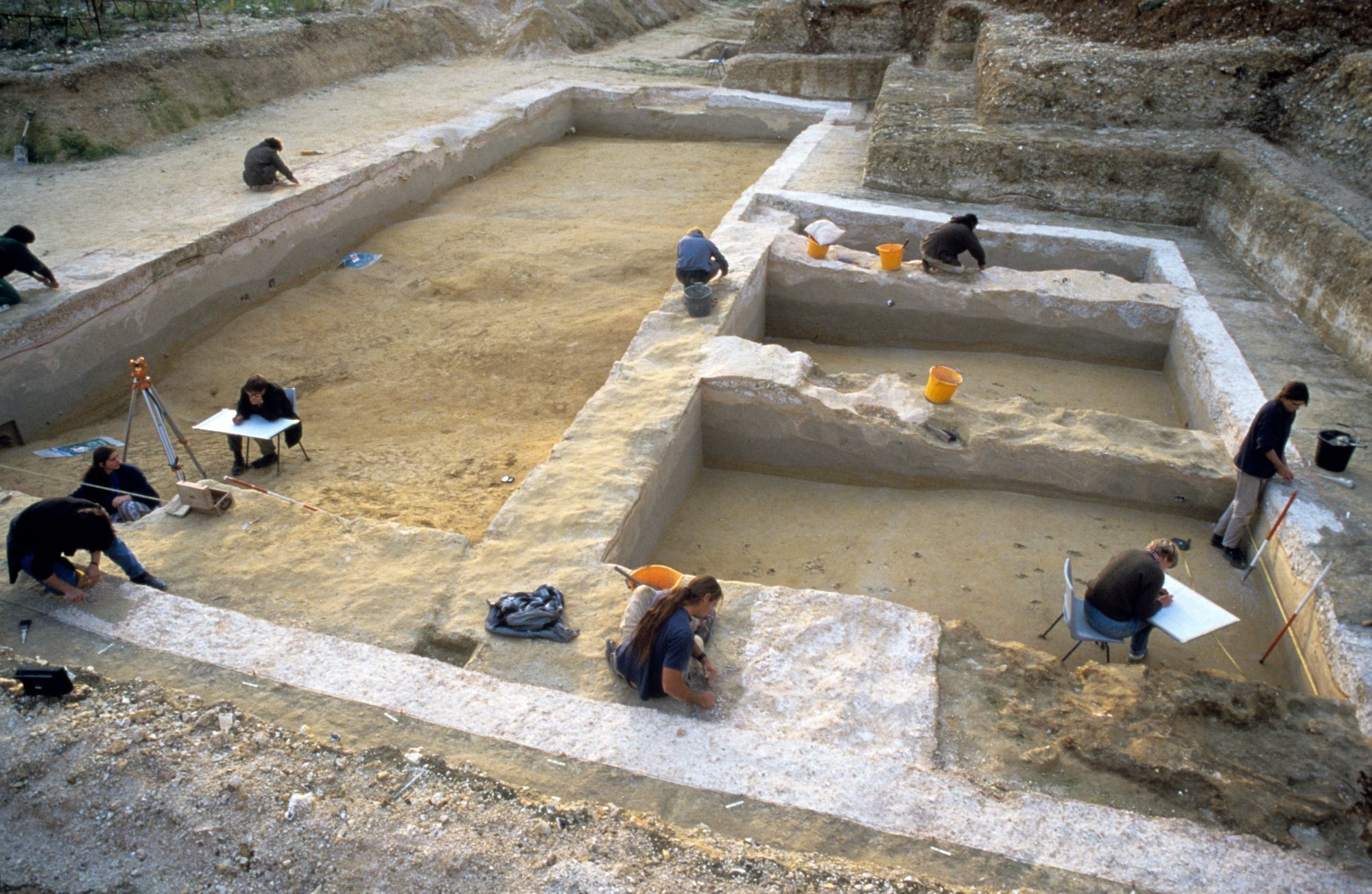 Archaeologists at the dig site in 1995