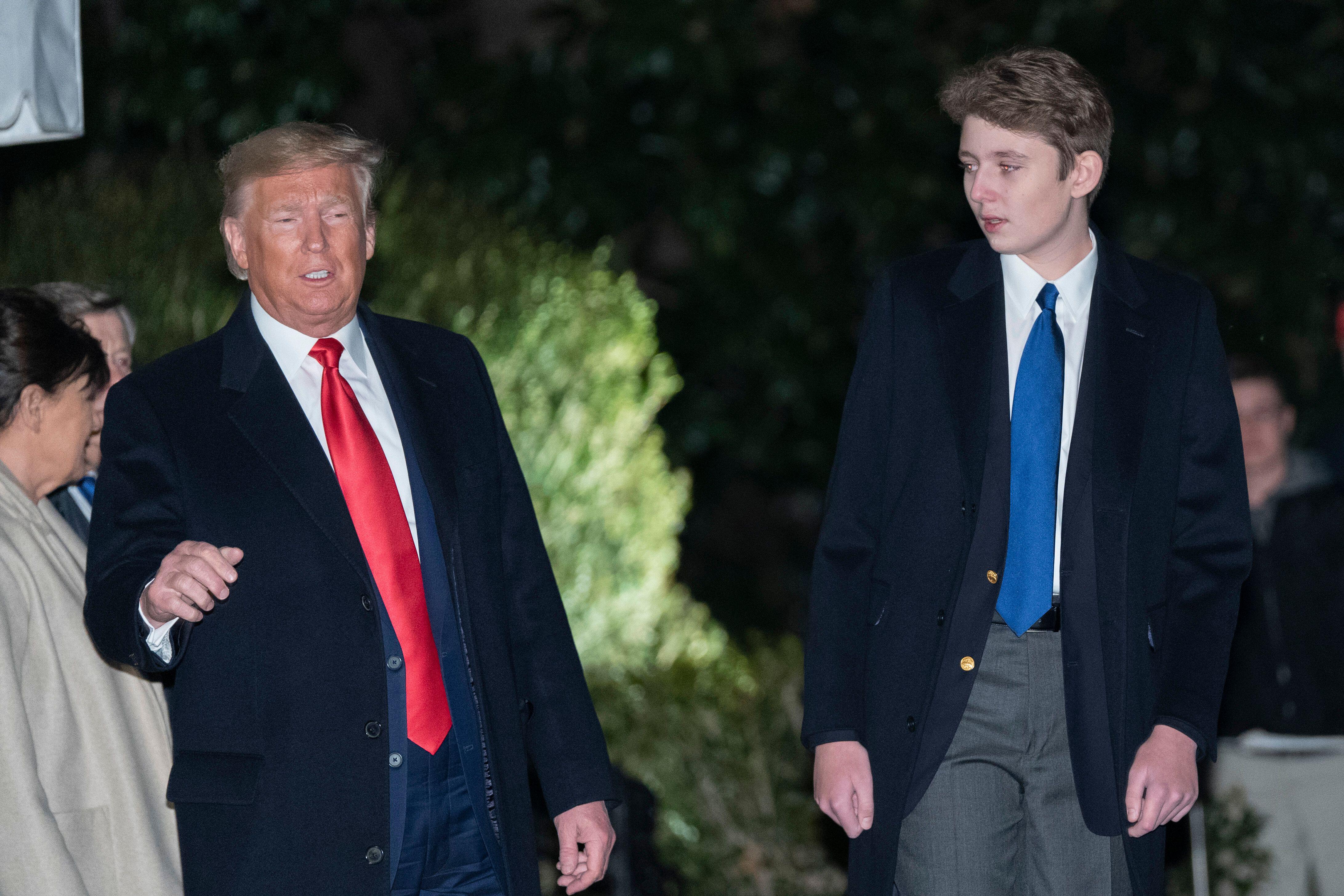 US President Donald Trump with his son Barron in 2019