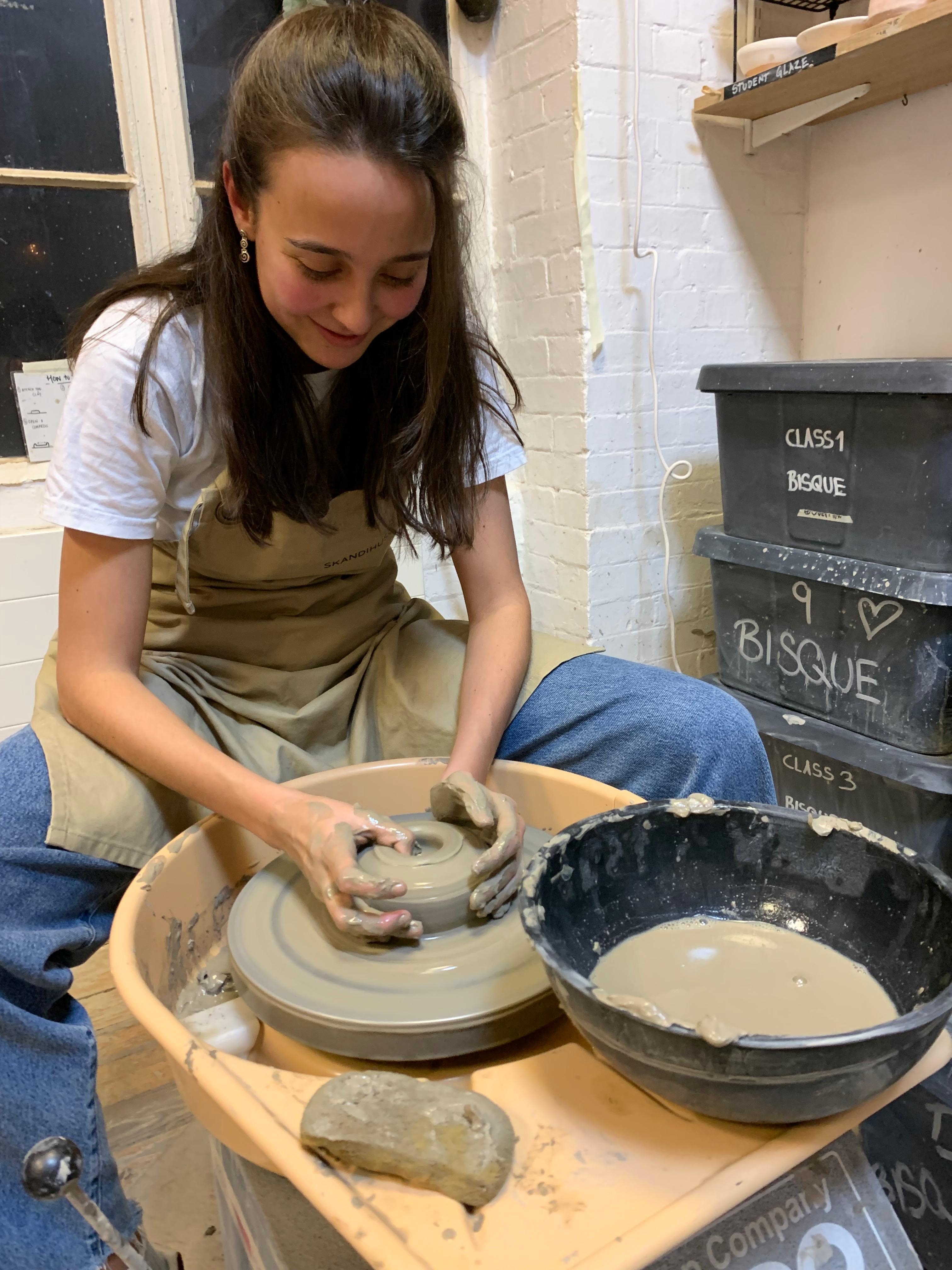 ‘I want activities that get me off my phone’: Bea at her pottery class