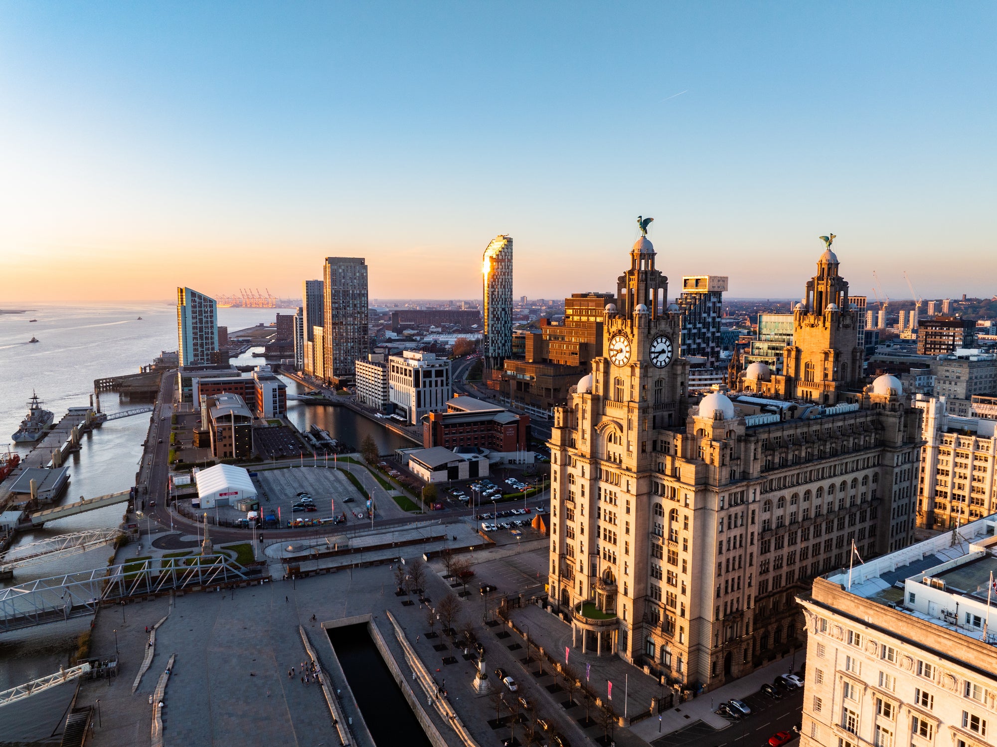 Liverpool’s waterfront, including the Liver Building