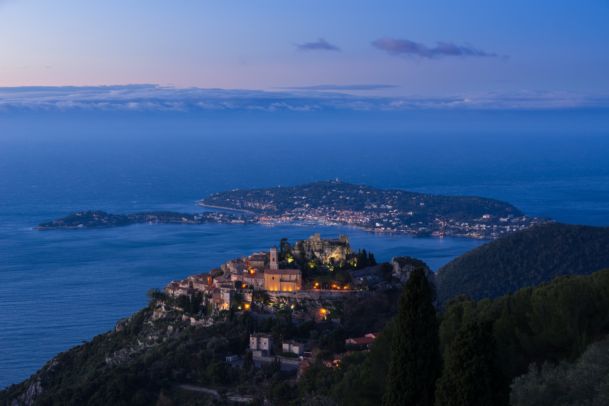 Eze village is home to a two-Michelin-starred restaurant and a luxury hotel, as well as jaw-dropping coastal views