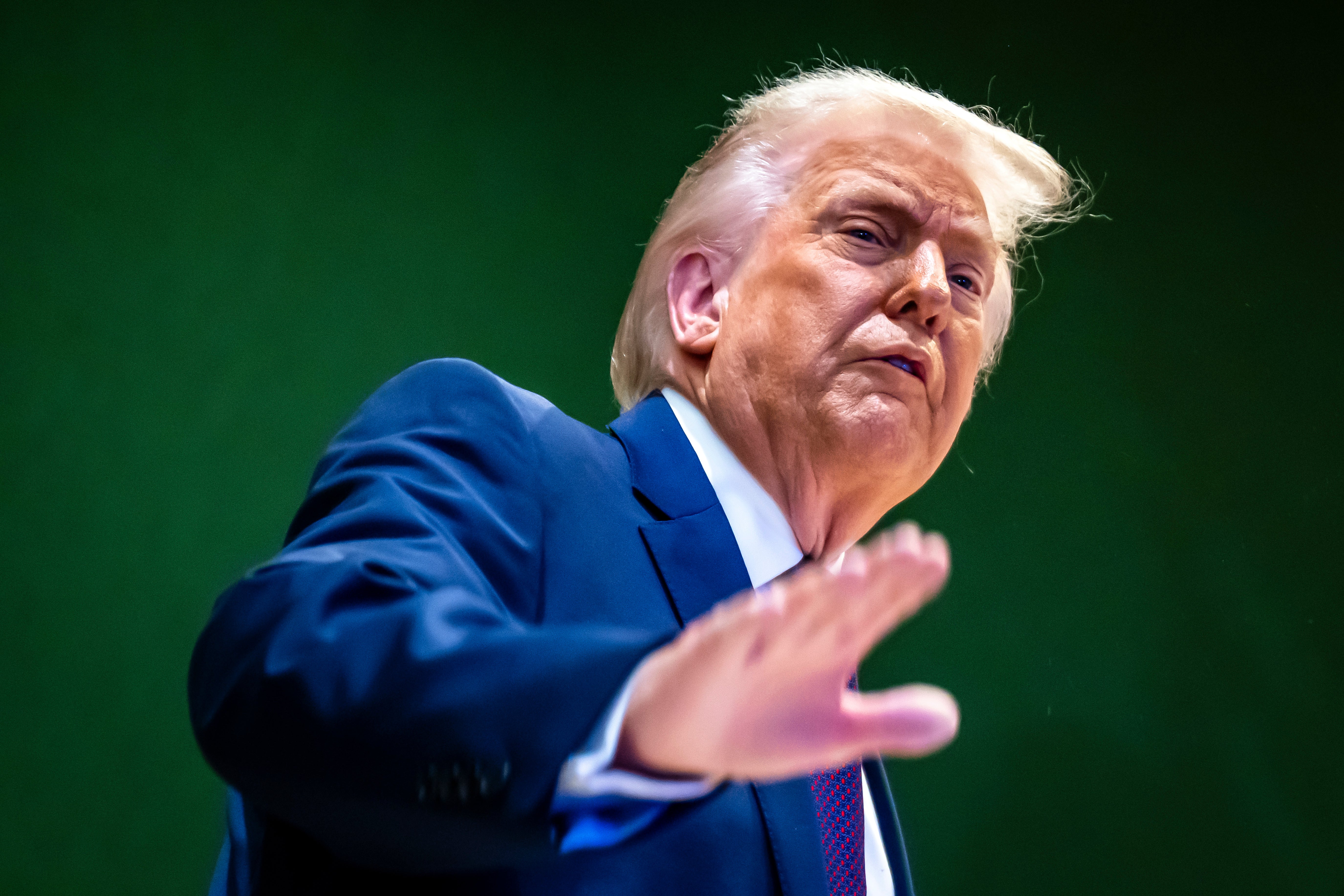 <p>Donald Trump insisted people are ‘happy with me’ at the start of his address in Davos</p>