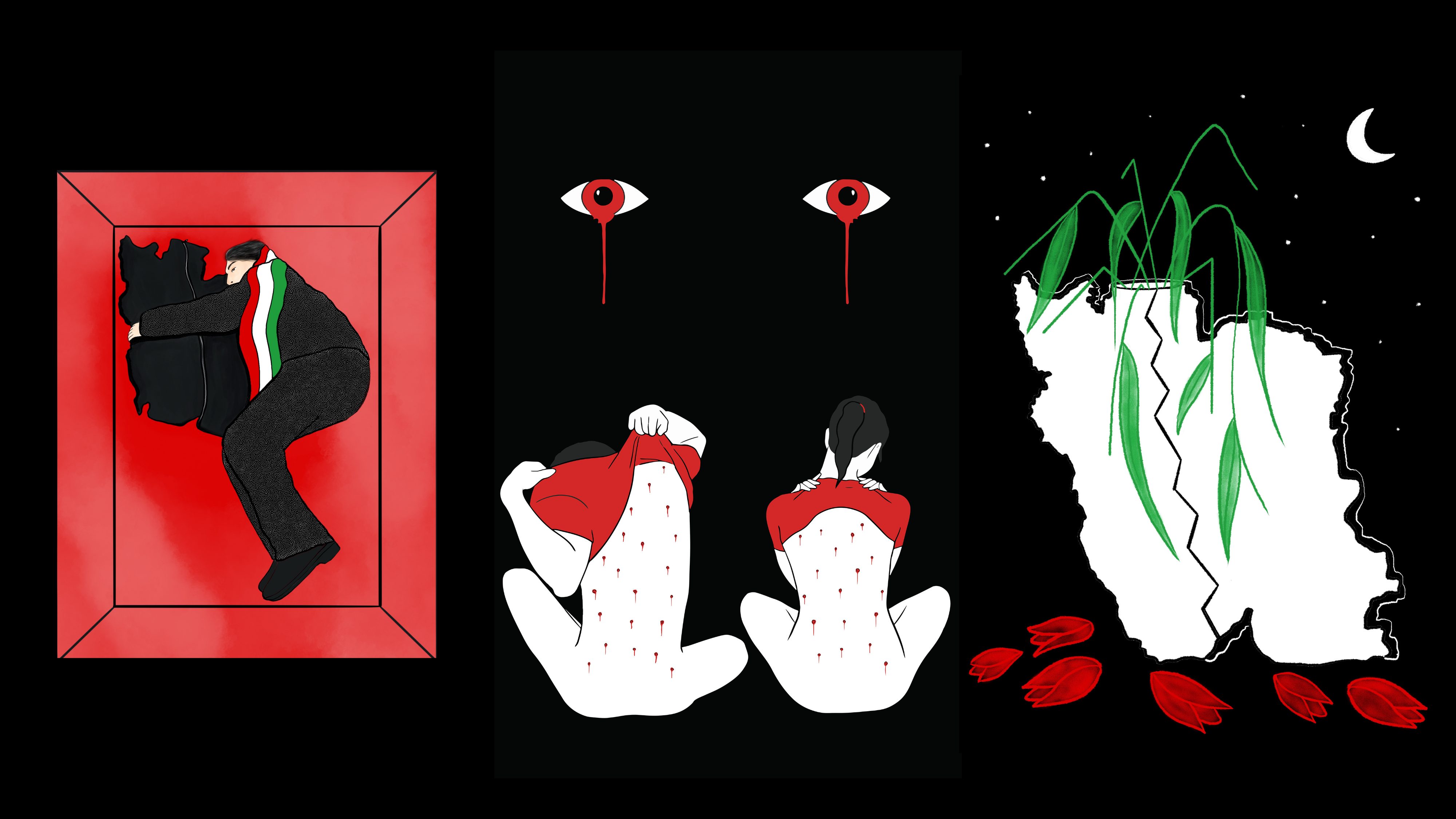 British-Iranian illustrator Roshi Rouzbehani has been posting her illustrations on social media to ‘keep the focus’ on Iran