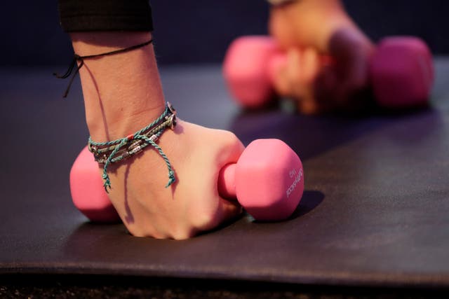 <p>A general view of equipment as participants take part in a Kobox workout</p>