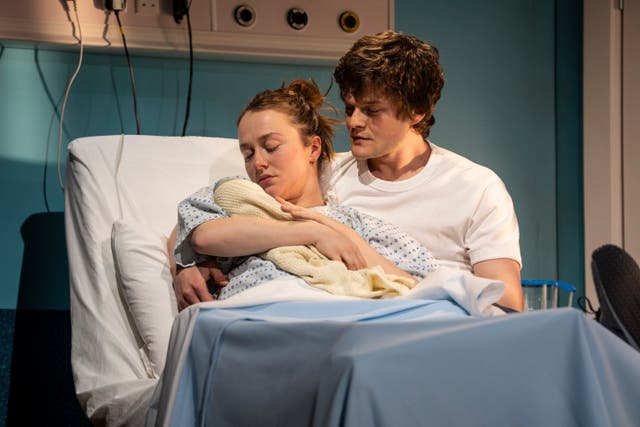<p>Rosie Sheehy and Robert Aramayo as pressurised parents in ‘Guess How Much I Love You?’</p>