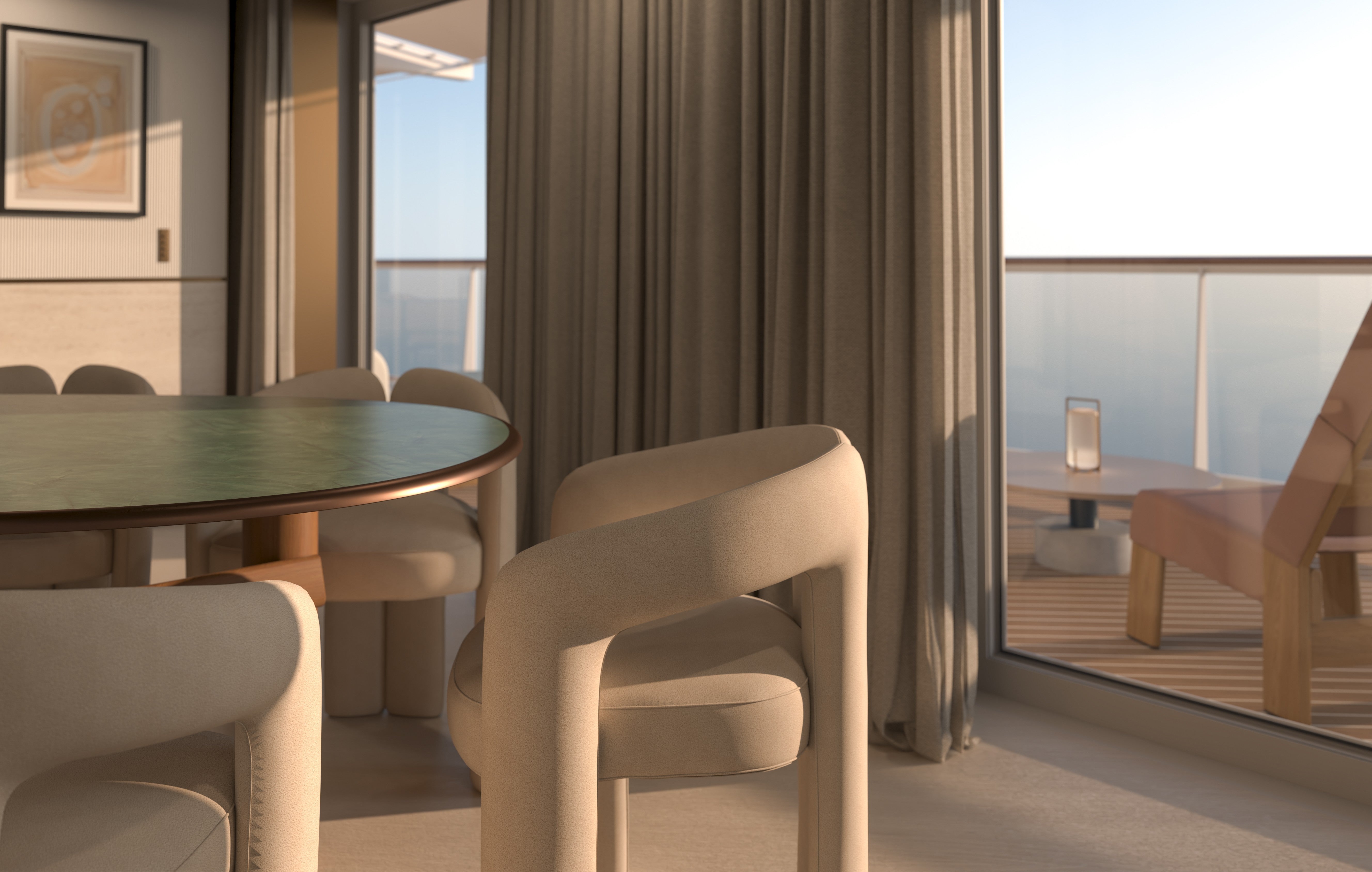 Guests can dine while overlooking their own terrace