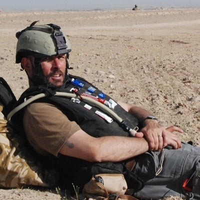 <p>Sam Kiley in Helmand, Afghanistan, in 2008</p>