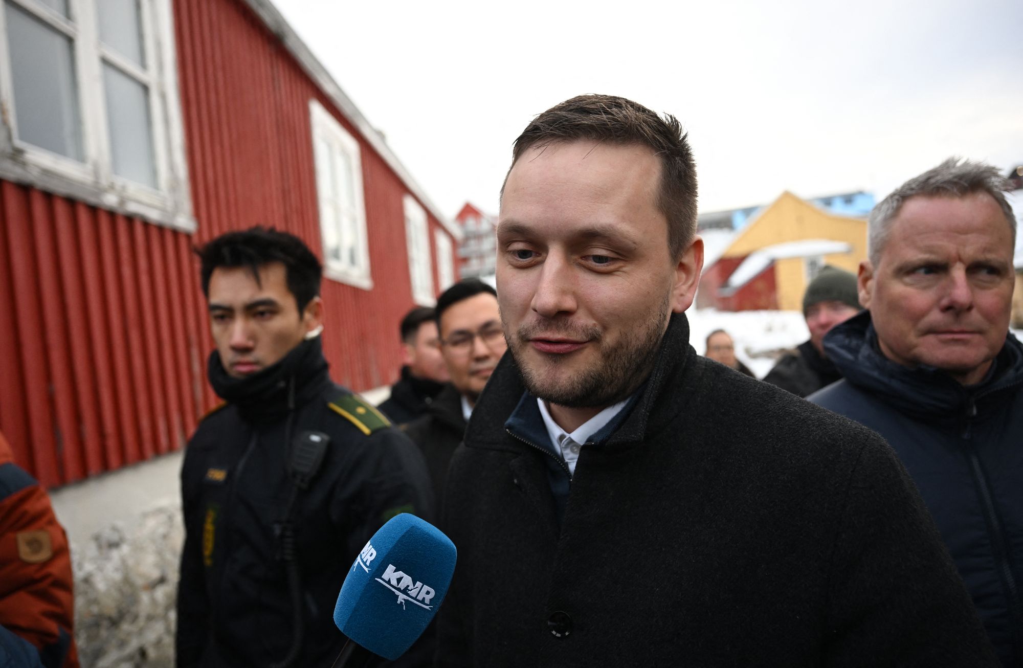 <p>Greenland's Prime Minister Jens-Frederik Nielsen speaks to the media after a meeting with the Danish Prime Minister in Nuuk, Greenland, on January 23, 2026</p>