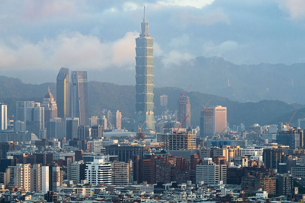 The Taipei 101 skyscraper (pictured centre) was the tallest building in the world between 2004 and 2009