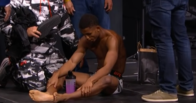<p>UFC bantamweight Cameron Smotherman after fainting during his UFC 324 weigh-in</p>