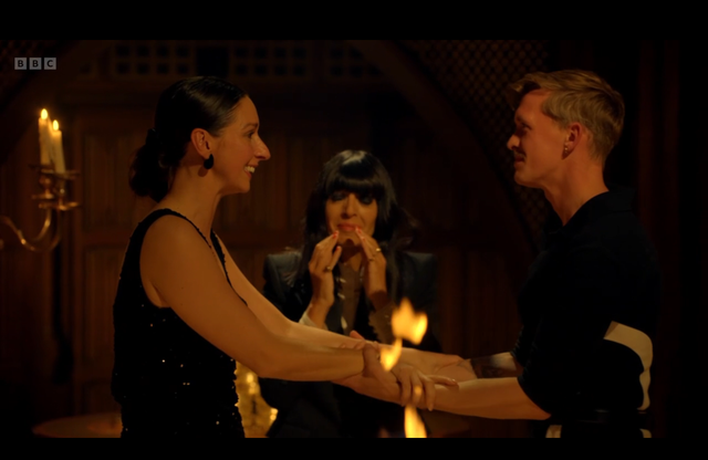 <p>Rachel and Stephen on The Traitors</p>