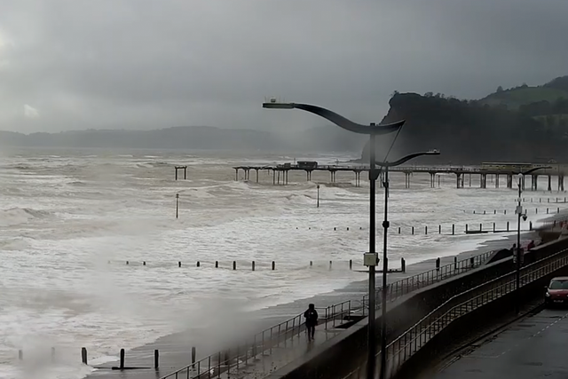 <p>Part of Teignmouth Grand Pier in Devon washed away during Storm Ingrid</p>