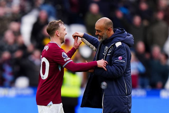 West Ham manager Nuno Espirito (right) says work is still to be done (Bradley Collyer/PA)