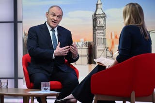 Liberal Democrats leader Sir Ed Davey told Laura Kuenssberg that Donald Trump is no longer a reliable ally on the economy and defence (Jeff Overs/BBC)