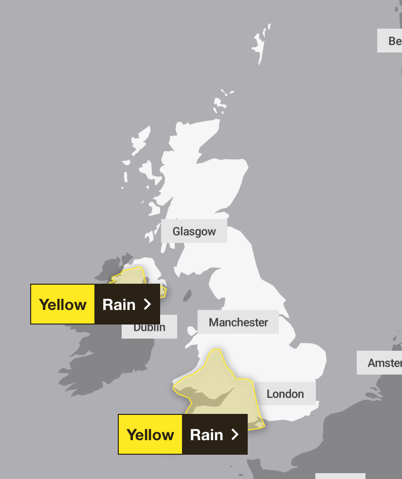 Weather warnings are in place for Monday