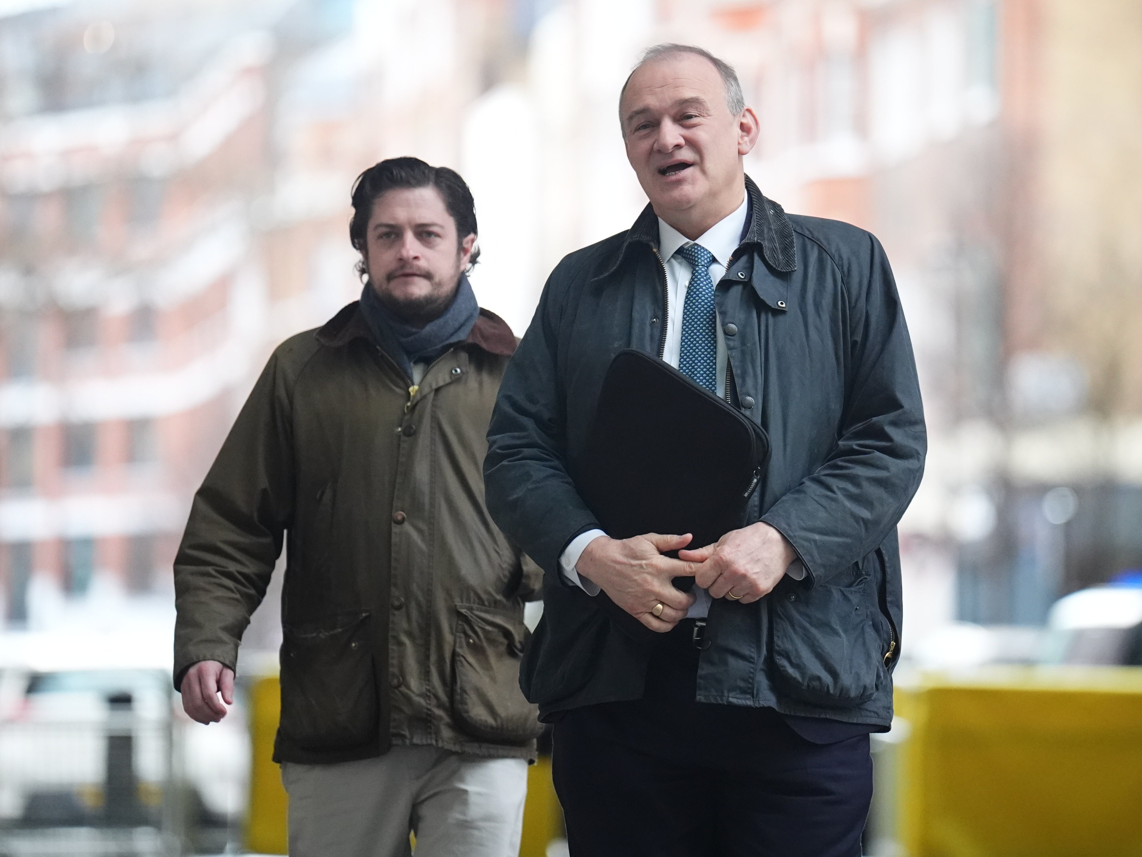 Liberal Democrats leader Sir Ed Davey arrives at BBC Broadcasting House in London