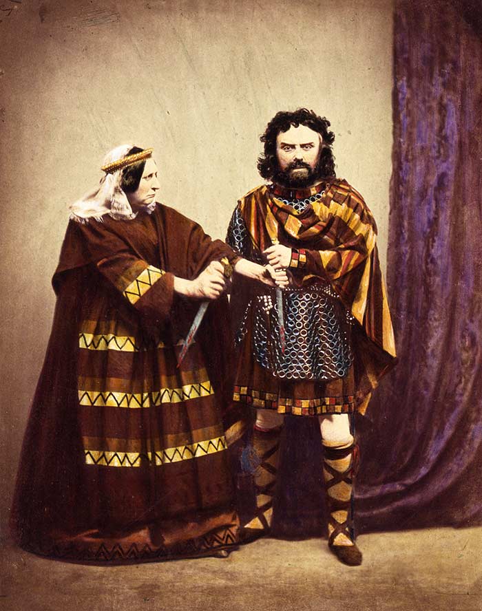 At daggers drawn: The 19th century actor, Charles Keane bought the diamond-and-ruby-studded dagger which had belonged to Horace Walpole - and used it in his theatre performances. Here he is pictured in 1858 in the role of Macbeth