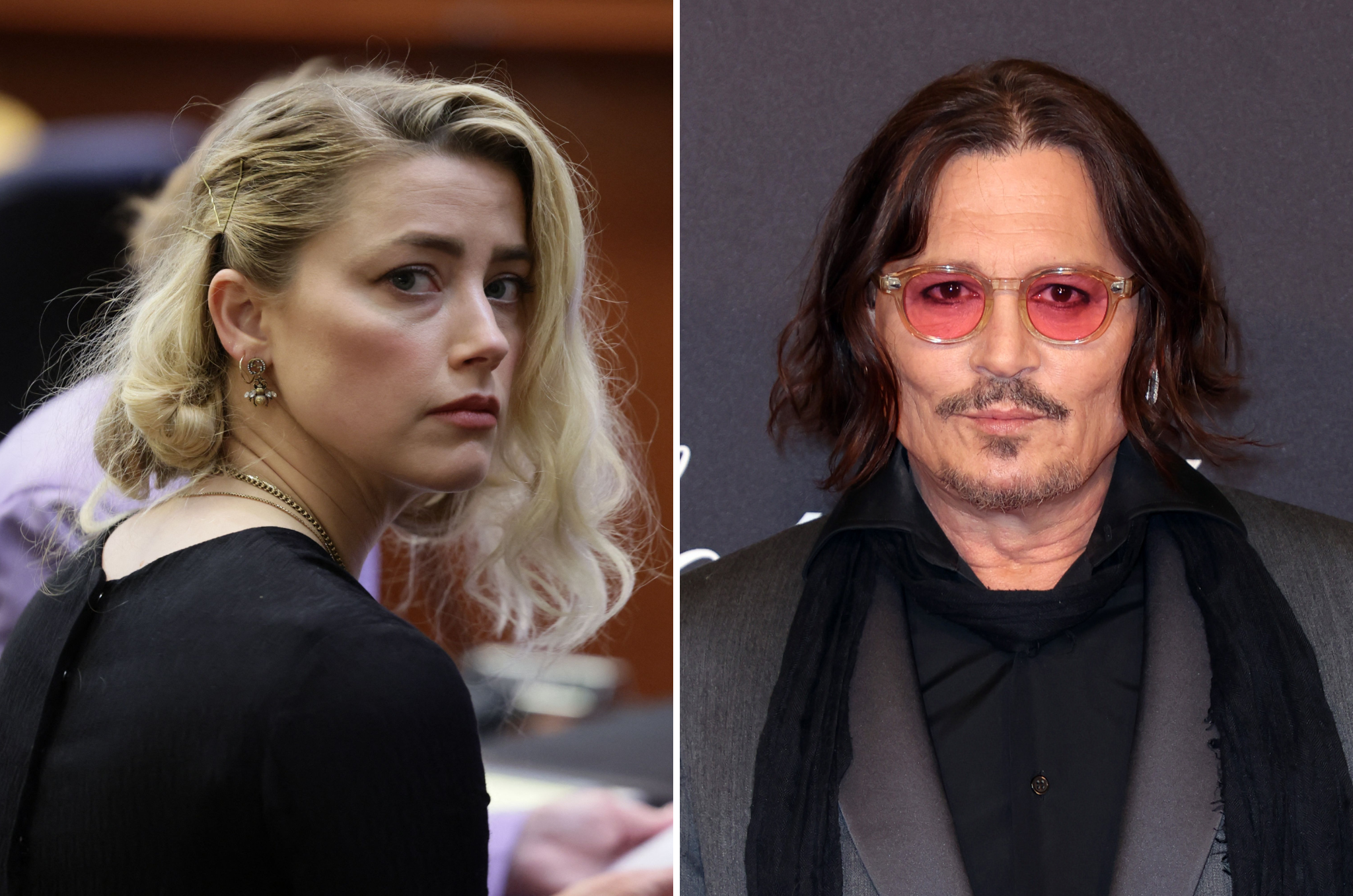 <p>Amber Heard (left) has largely removed herself from the public eye following her major loss in the 2022 defamation trial against her ex-husband Johnny Depp (right)</p>