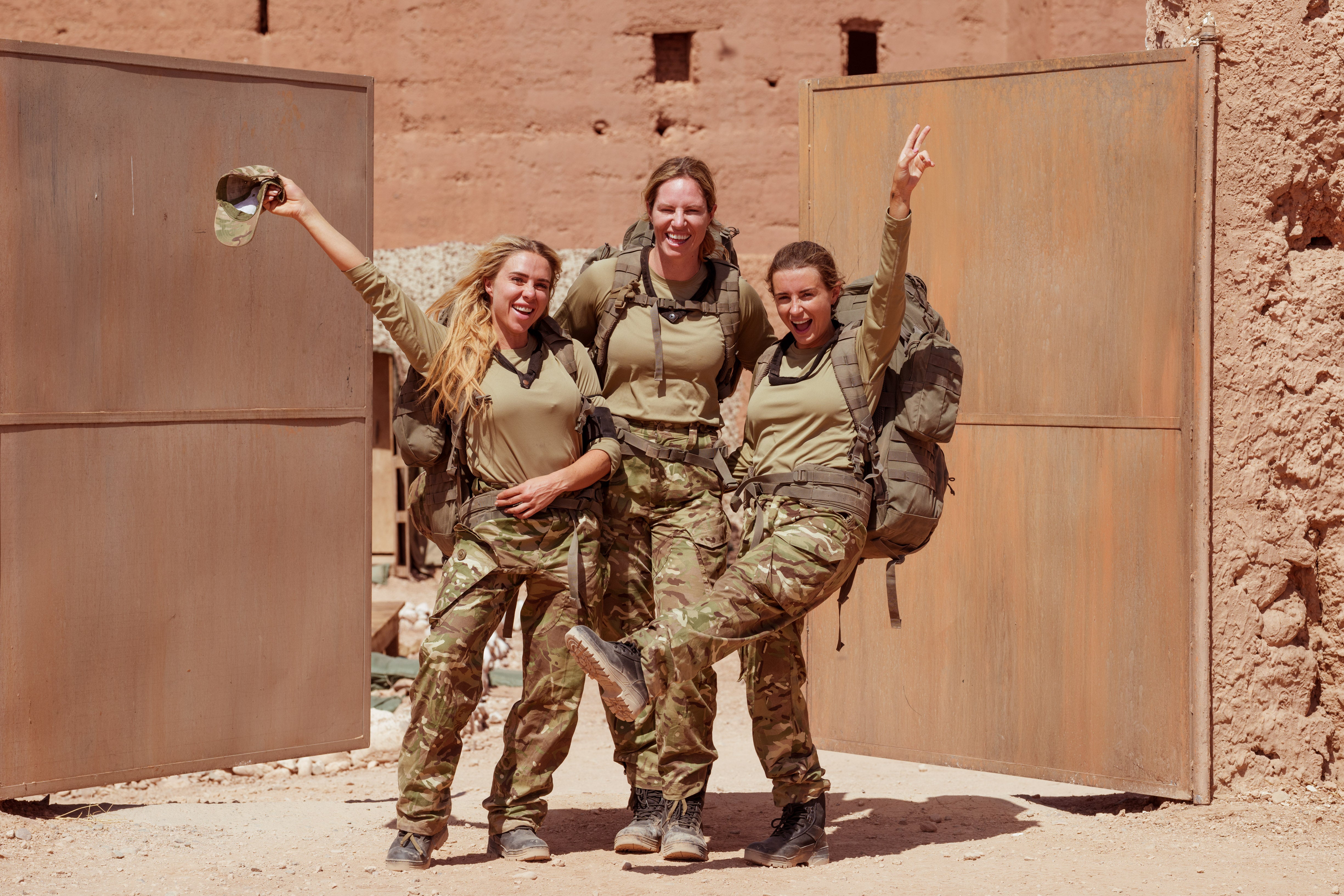 Gabby Allen, Emily Seebohm and Dani Dyer after passing selection in Celebrity SAS: Who Dares Wins