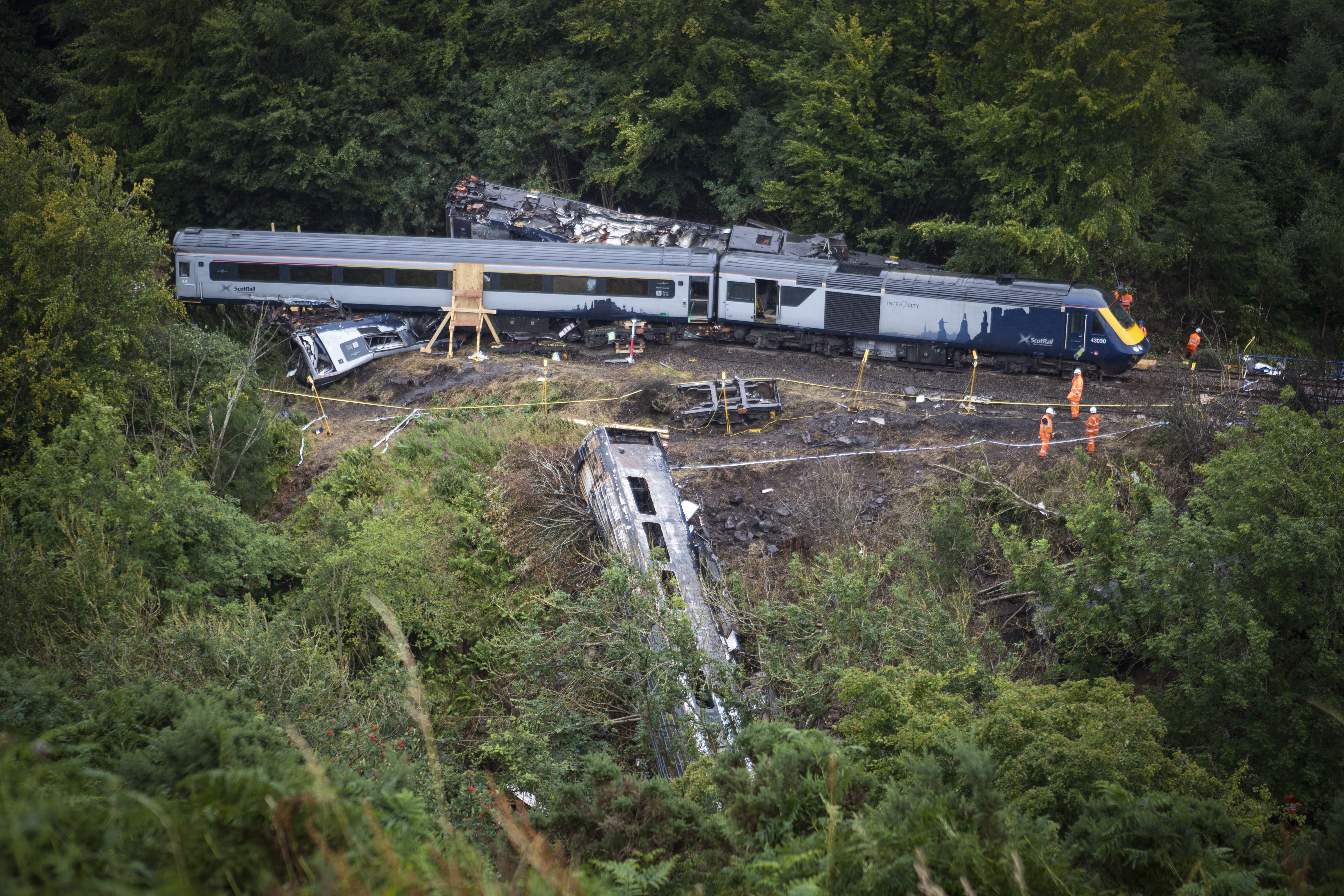 Three men died when the train derailed at Carmont, near Stonehaven (Jane Barlow/PA)