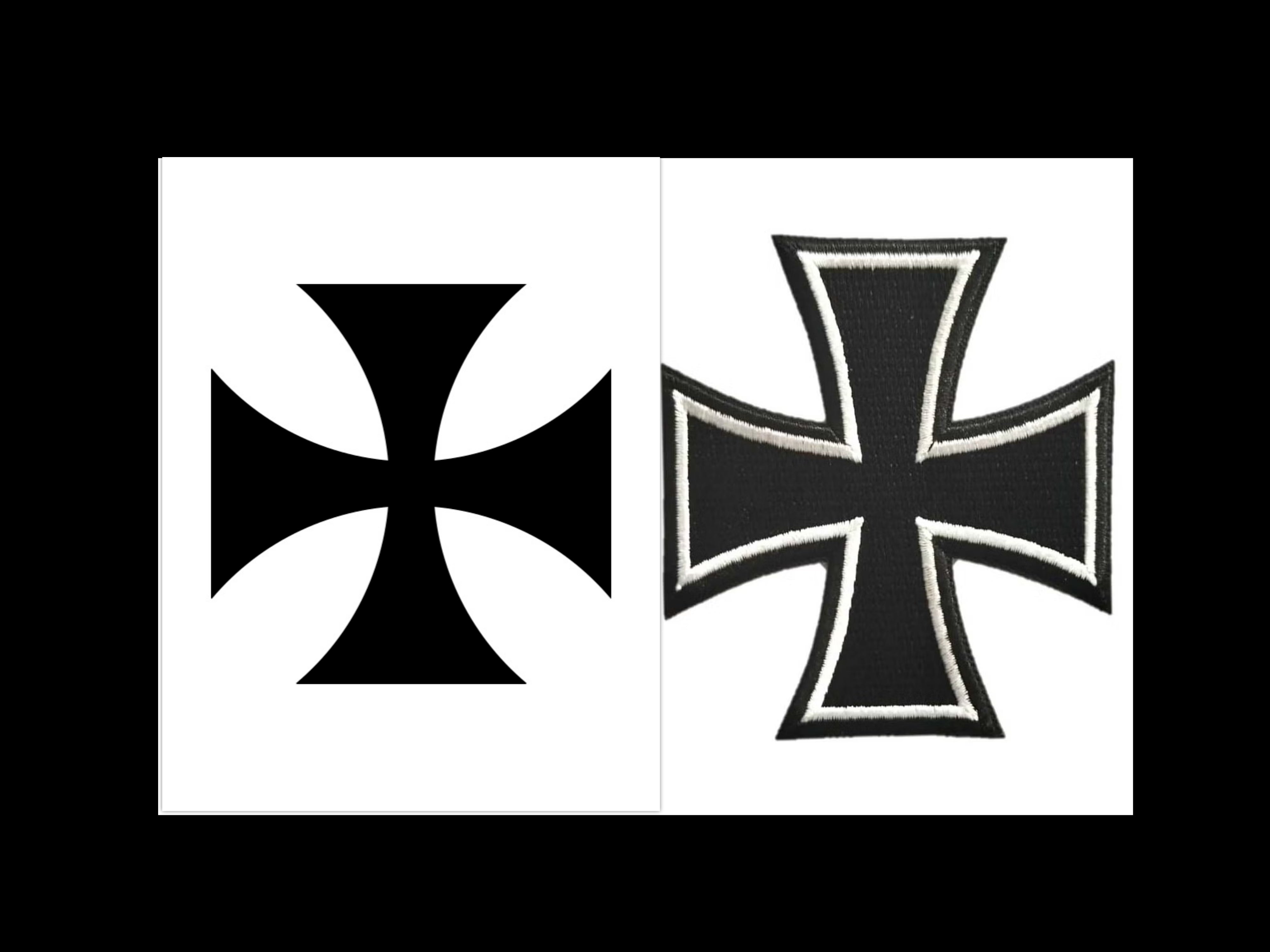 Ukip insists the new logo is based on the Cross Pattee (left) but others have complained it looks more like the Iron Cross (right)