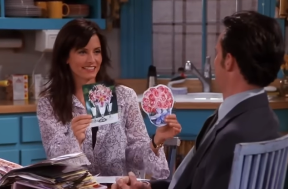 Monica Geller and Chandler Bing planning their wedding in 'Friends'