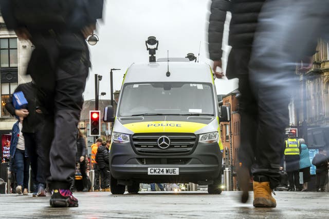 A camera on top of a Live Facial Recognition (LFR) van deployed in Leeds in November. (Danny Lawson/PA)