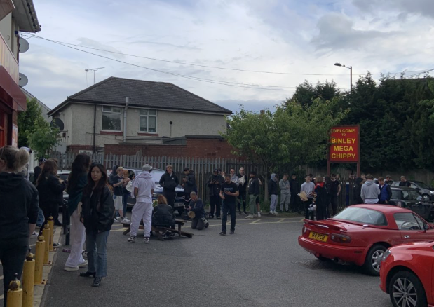 Viral: the queue outside Binley Mega Chippy