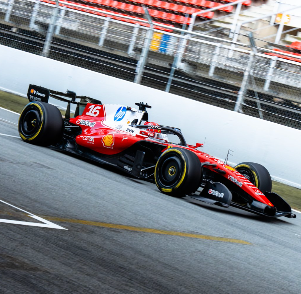Charles Leclerc testing the 2026 Ferrari car in Barcelona